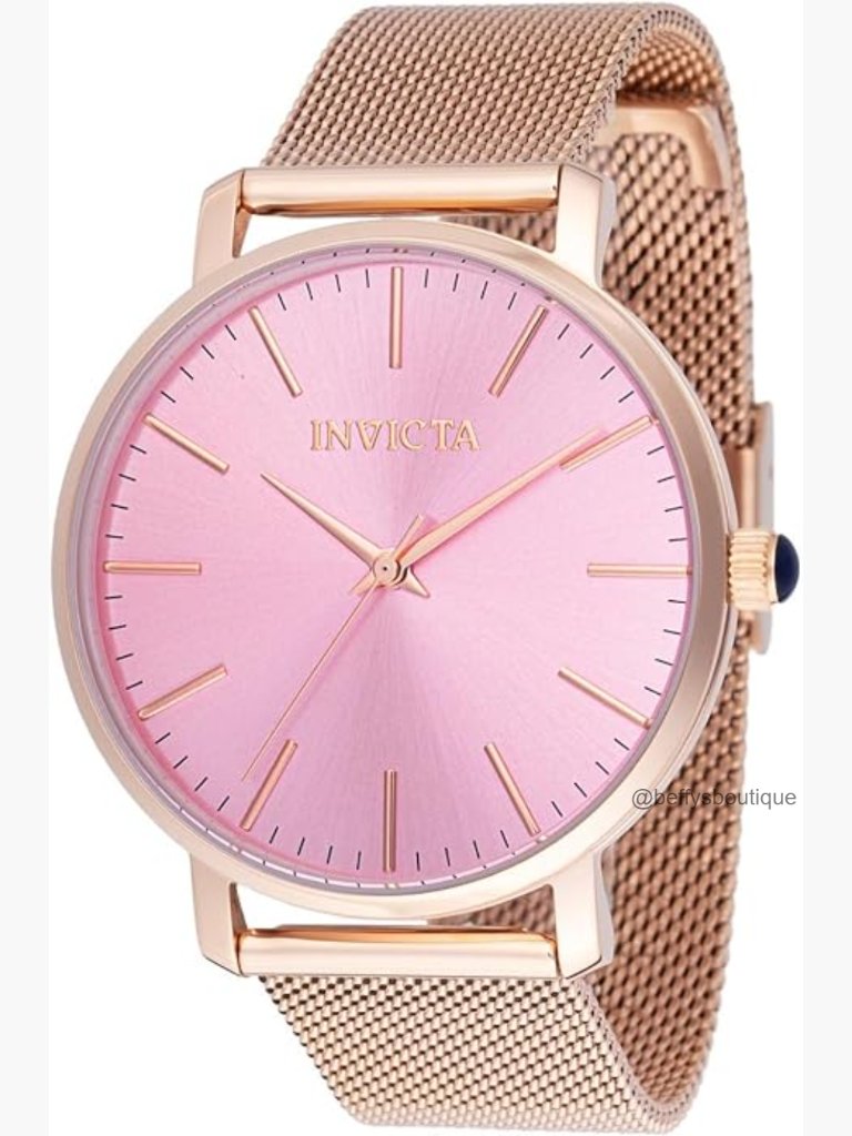 Stainless Steel Bracelet Watch With Pink Dial